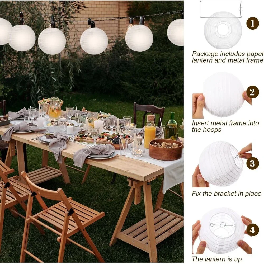 48 White Paper Lanterns 6-inch New Wedding Birthday Party Shower Chinese Decor